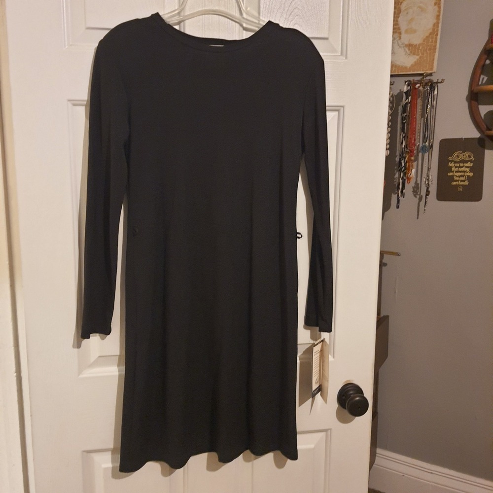 Vintage 90s CITI DRESS Womens Black Long Sleeve Crew Neck Midi Dress Size 8 USA